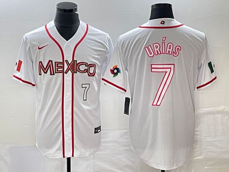 Men 2023 World Cub Mexico #7 Urias White Nike MLB Jersey53